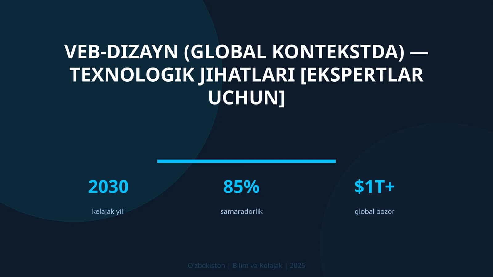 Veb-dizayn (global kontekstda) — texnologik jihatlari [ekspertlar uchun]