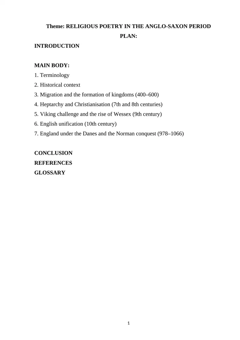 RELIGIOUS POETRY IN THE ANGLO-SAXON PERIOD