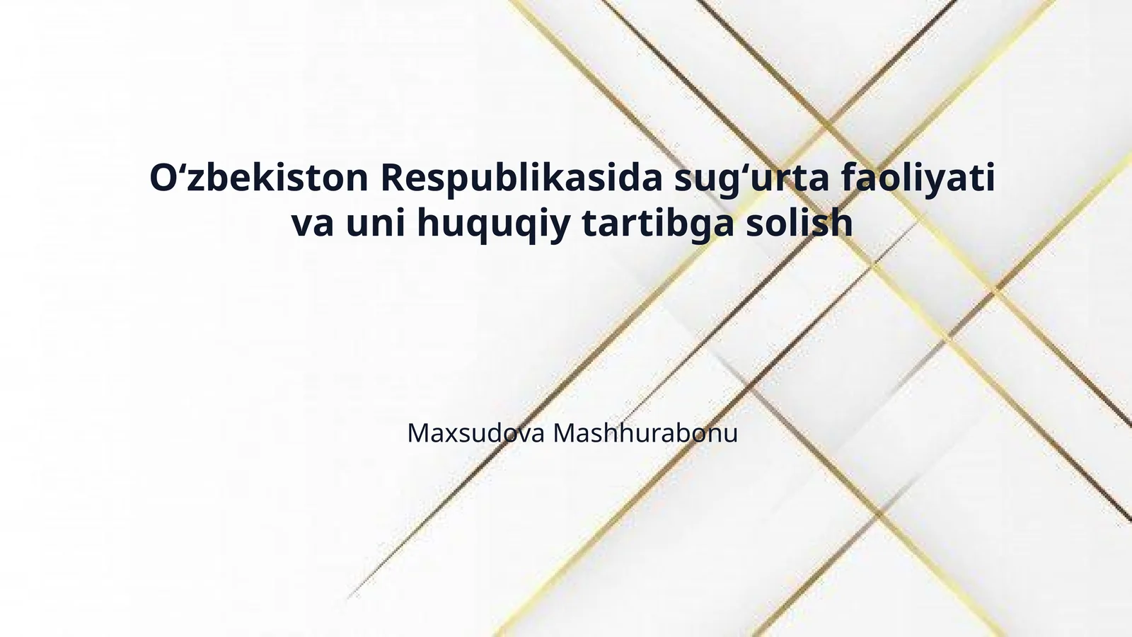 Oʻzbekiston Respublikasida sugʻurta faoliyati va uni huquqiy tartibga solish