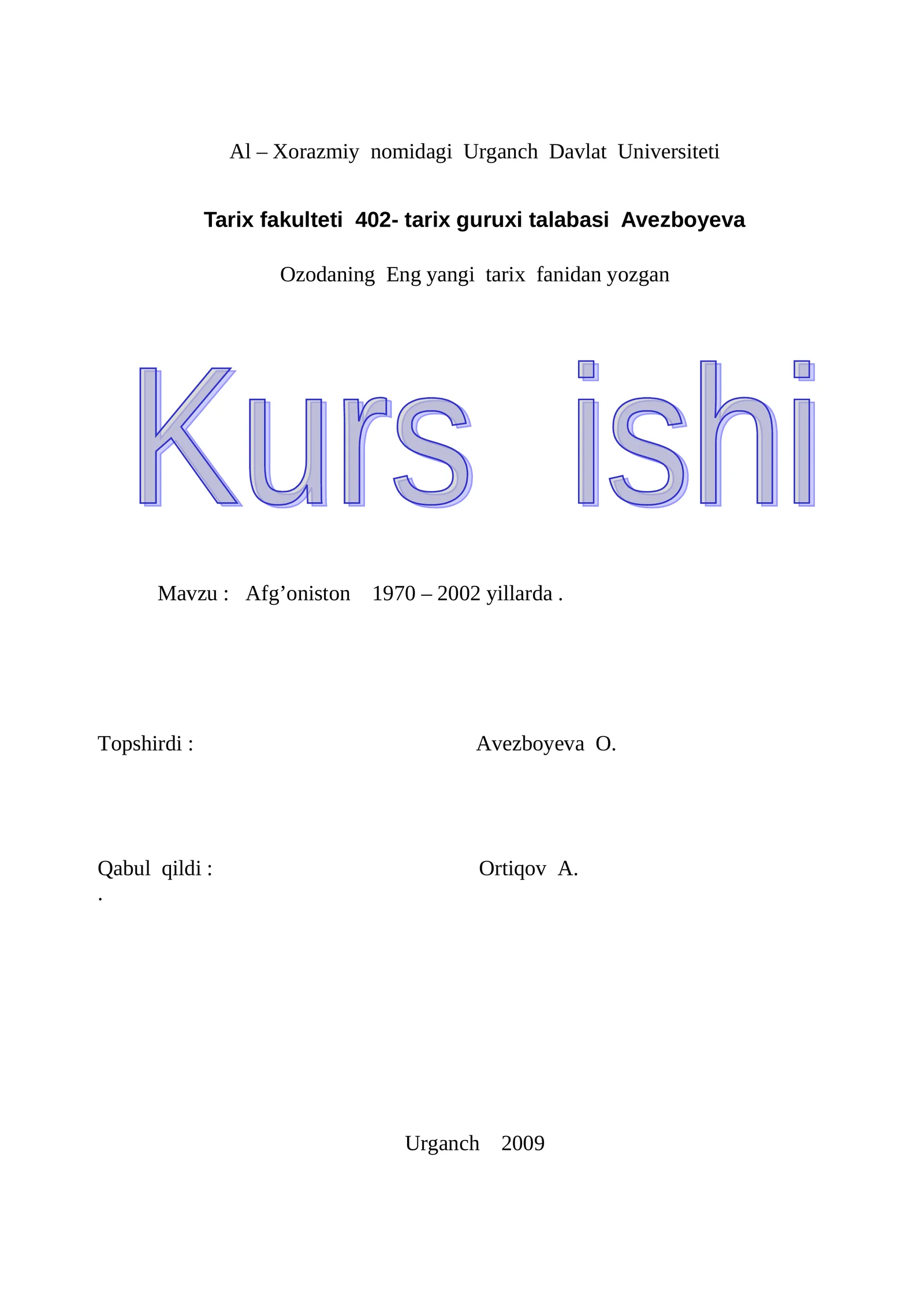 Afg’oniston 1970 – 2002 yillarda