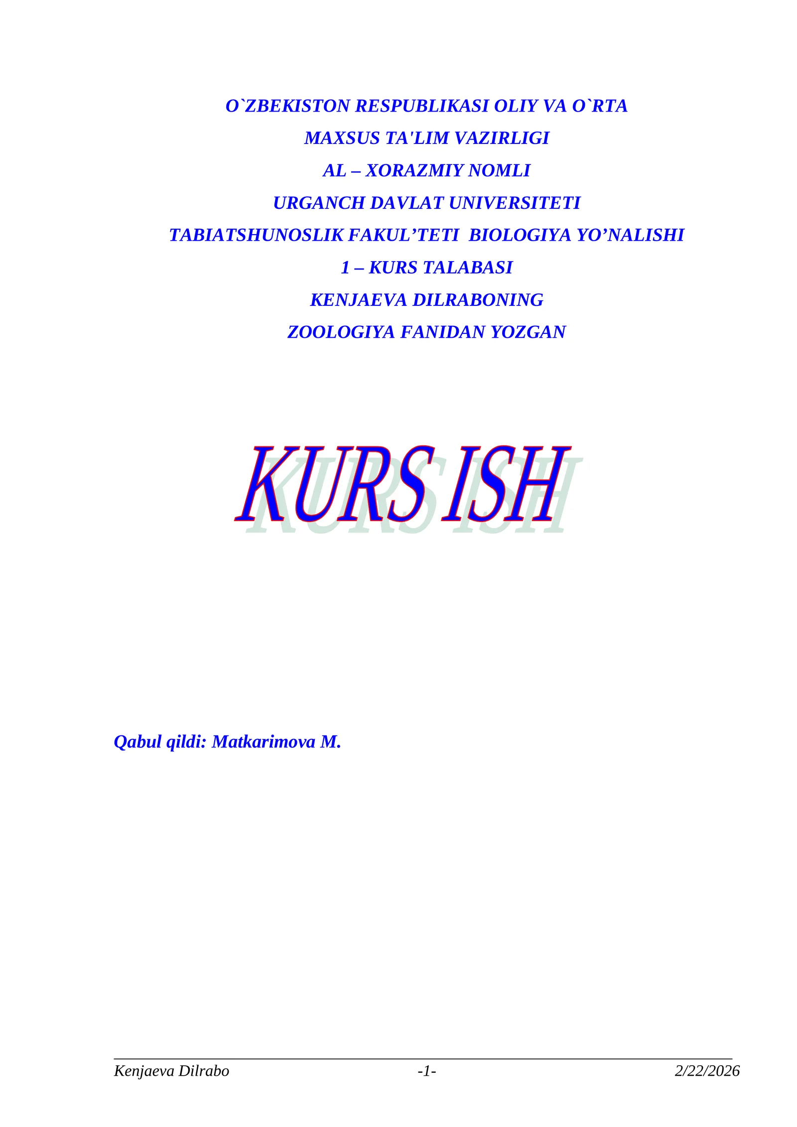 TUPROQDA YASHOVCHI ERKIN NEMATODALARNING BIOLOGIK XUSUSIYATI