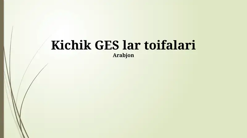Kichik GES lar toifalari