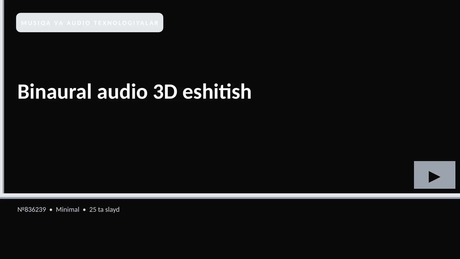 MUSIQA VA AUDIO TEXNOLOGIYALAR