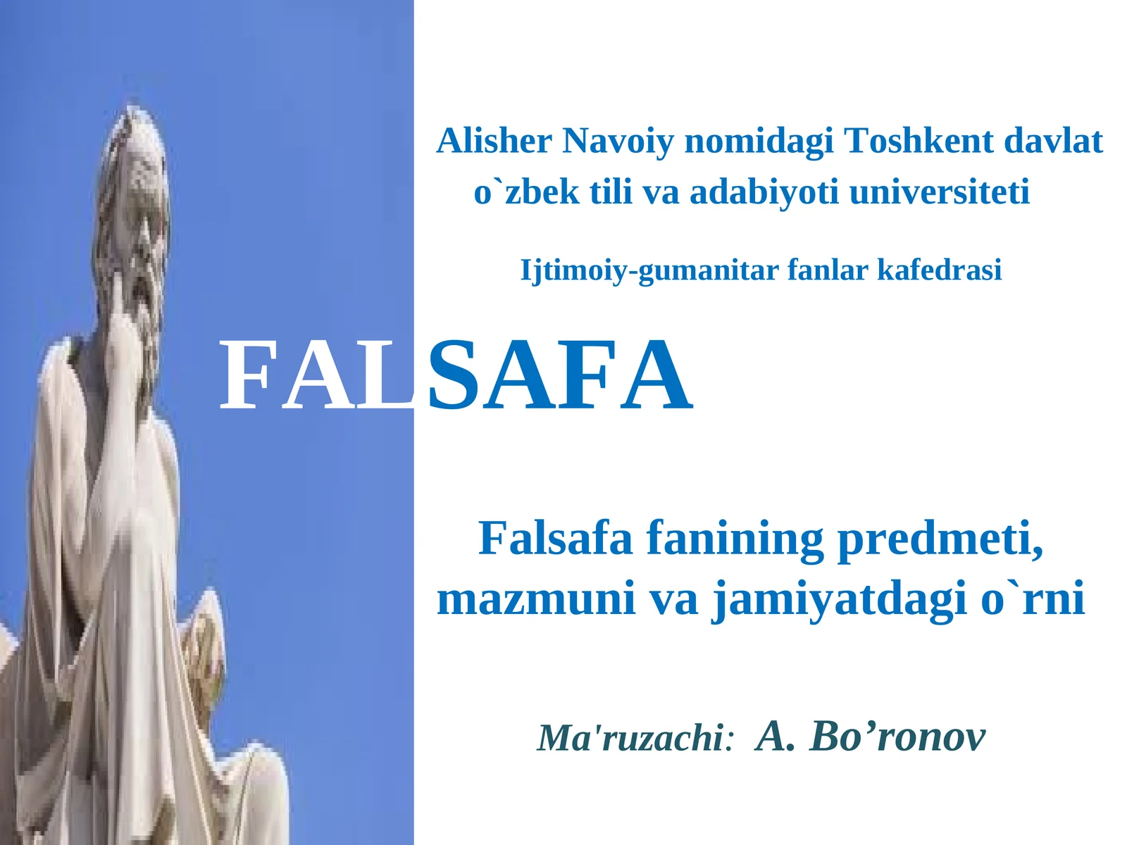 Falsafa Fanining Predmeti