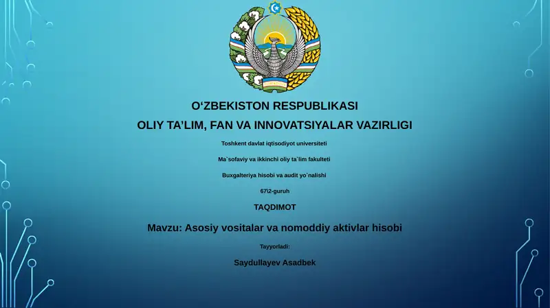 Asosiy vositalar va nomoddiy aktivlar hisobi