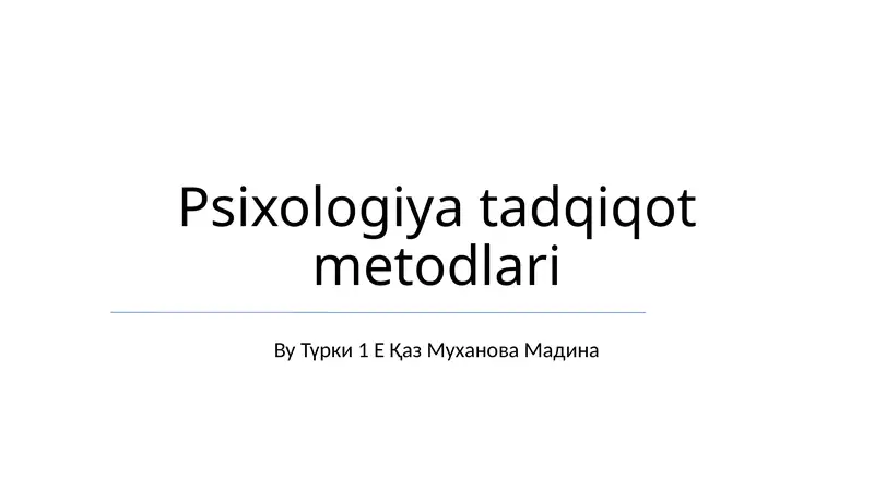 Psixologiya tadqiqot metodlari
