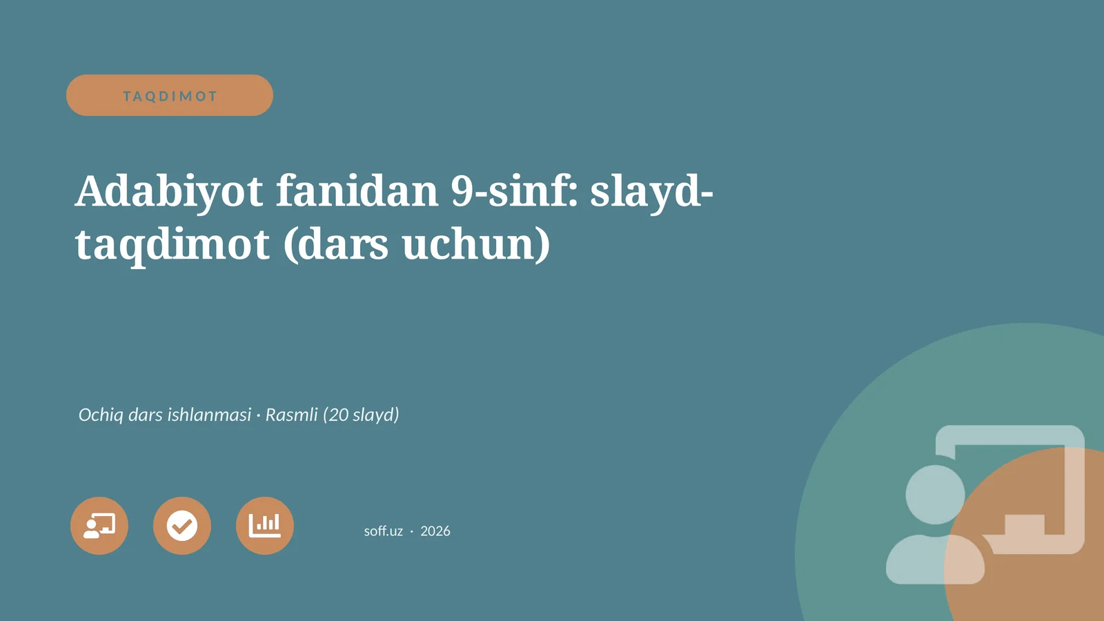 Adabiyot fanidan 9-sinf: slayd-taqdimot (dars uchun)