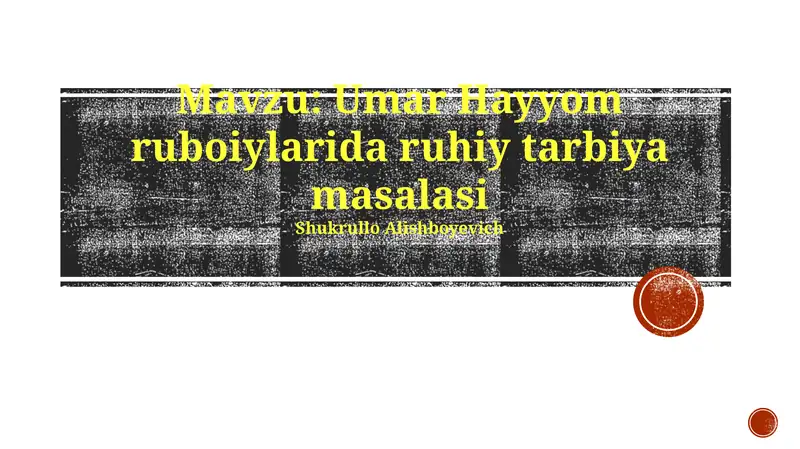 Umar Hayyom ruboiylarida ruhiy tarbiya masalasi