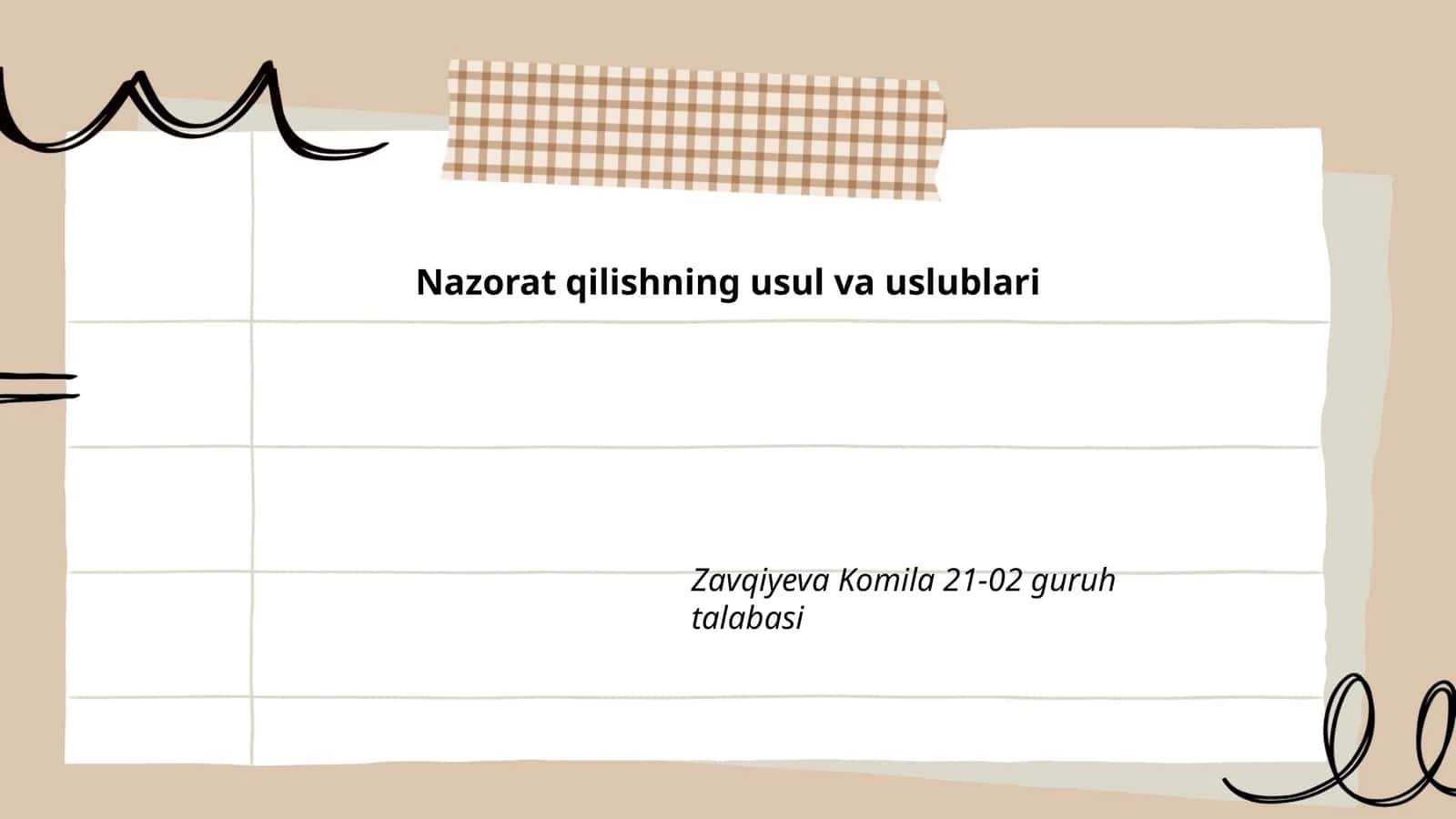 Nazorat qilishning usul va uslublari