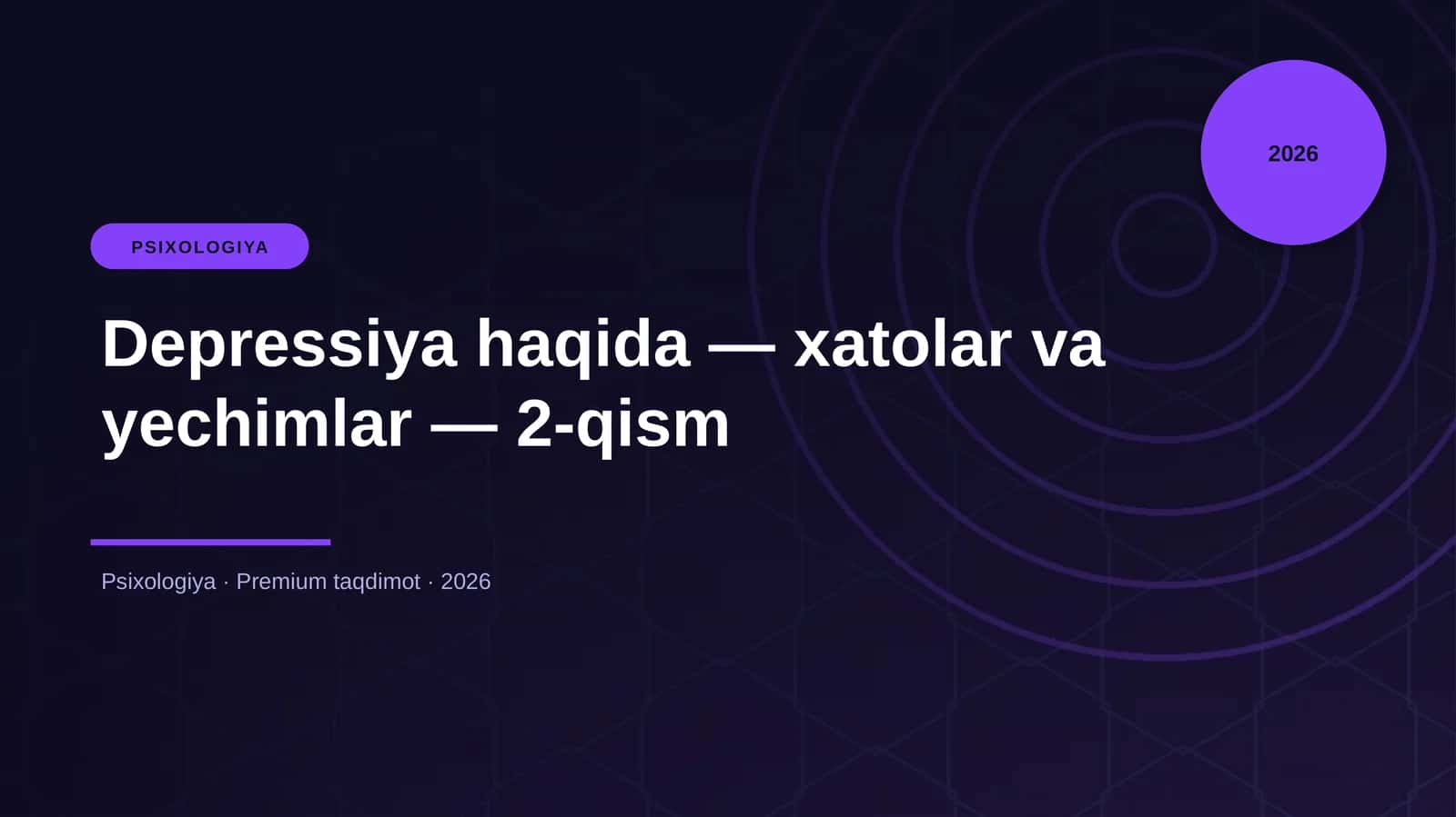 Depressiya haqida — xatolar va yechimlar — 2-qism
