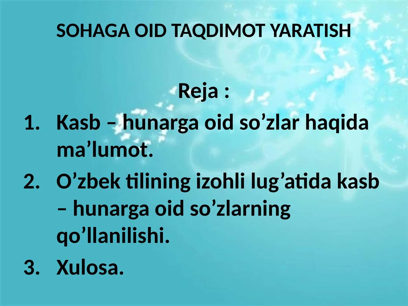 SOHAGA OID TAQDIMOT YARATISH