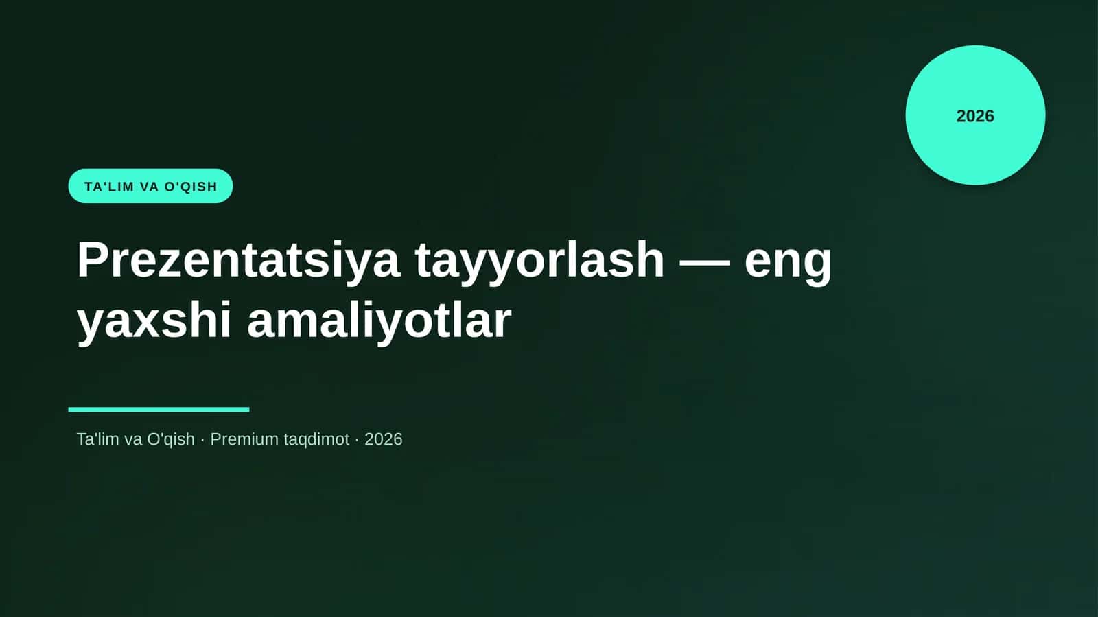 Prezentatsiya tayyorlash — eng yaxshi amaliyotlar