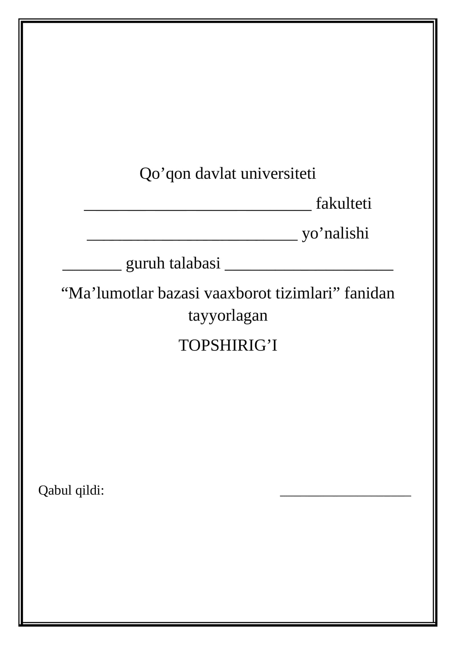 Microsoft Access dasturida shakllar (formalar) yaratish