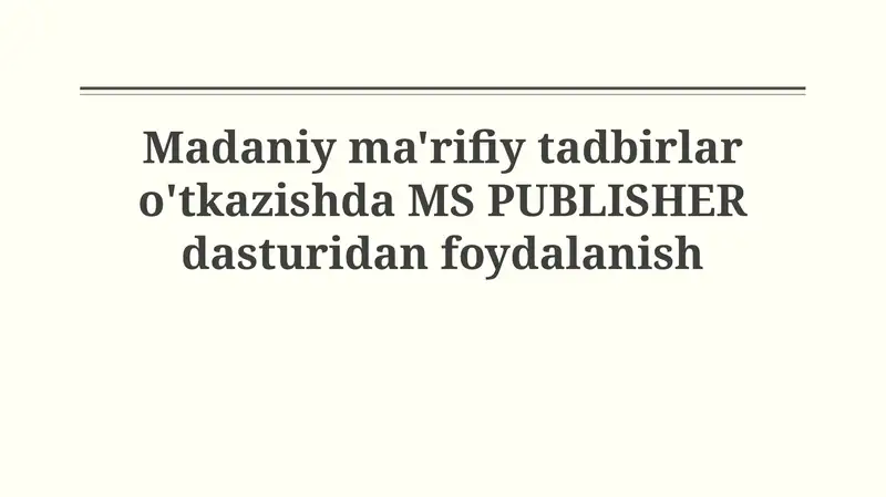 MS PUBLISHER dasturi