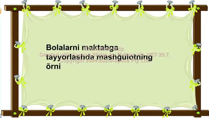 Bolalarni maktabga tayyorlashda mashğulotning õrni