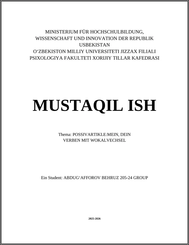 Possessivartikel "mein" und "dein"