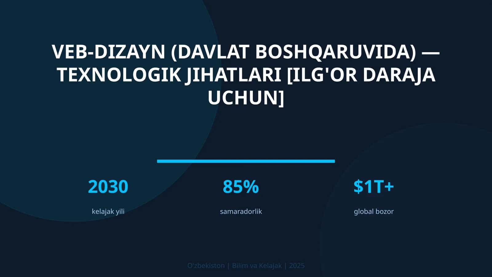 VEB-DIZAYN (DAVLAT BOSHQARUVIDA) — TEXNOLOGIK JIHATLARI [ILG'OR DARAJA UCHUN]