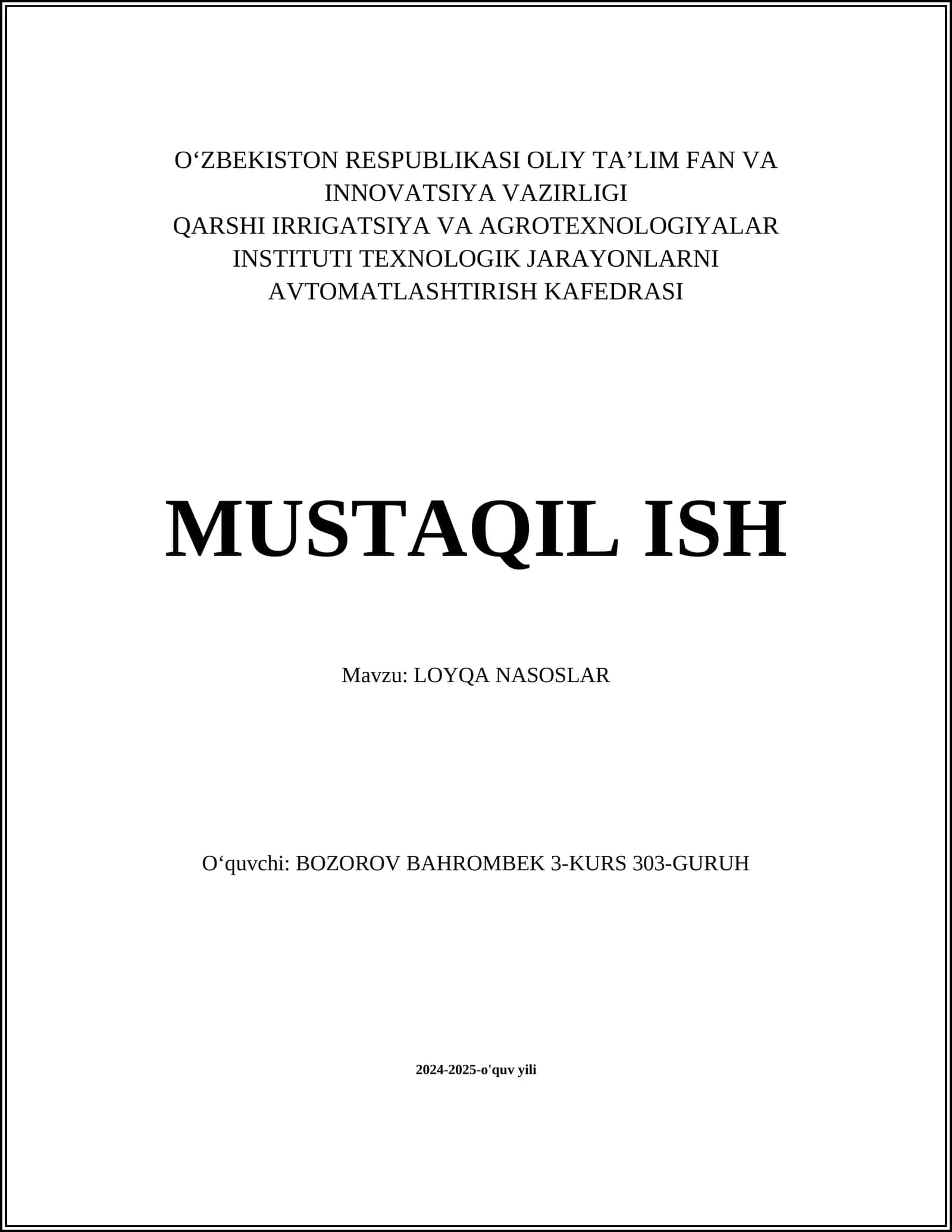 LOYQA NASOSLAR