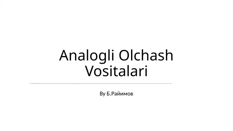 Analogli Olchash Vositalari