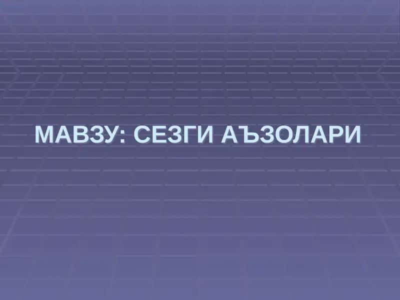 СЕЗГИ АЪЗОЛАРИ