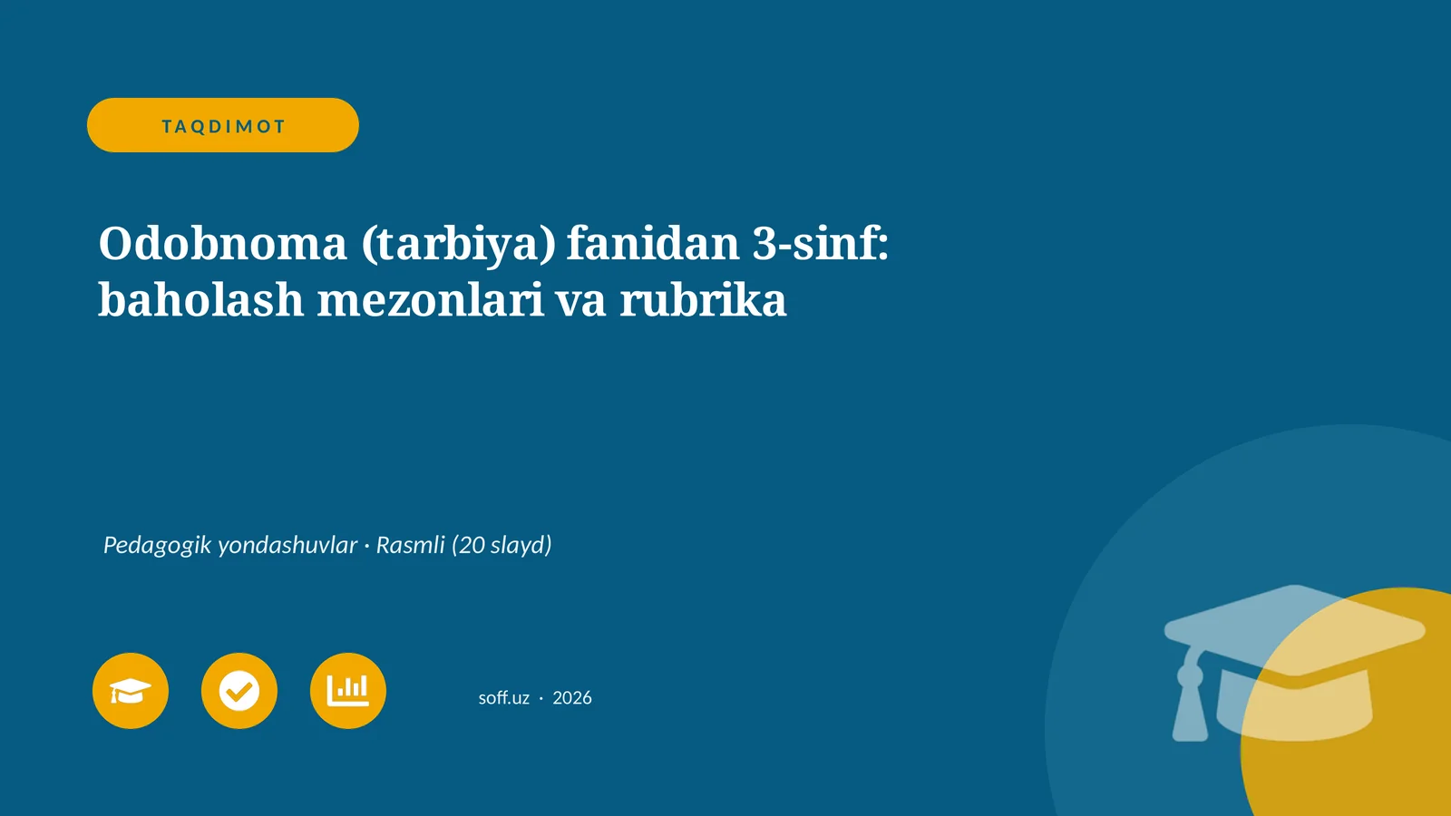 Odobnoma (tarbiya) fanidan 3-sinf: baholash mezonlari va rubrika