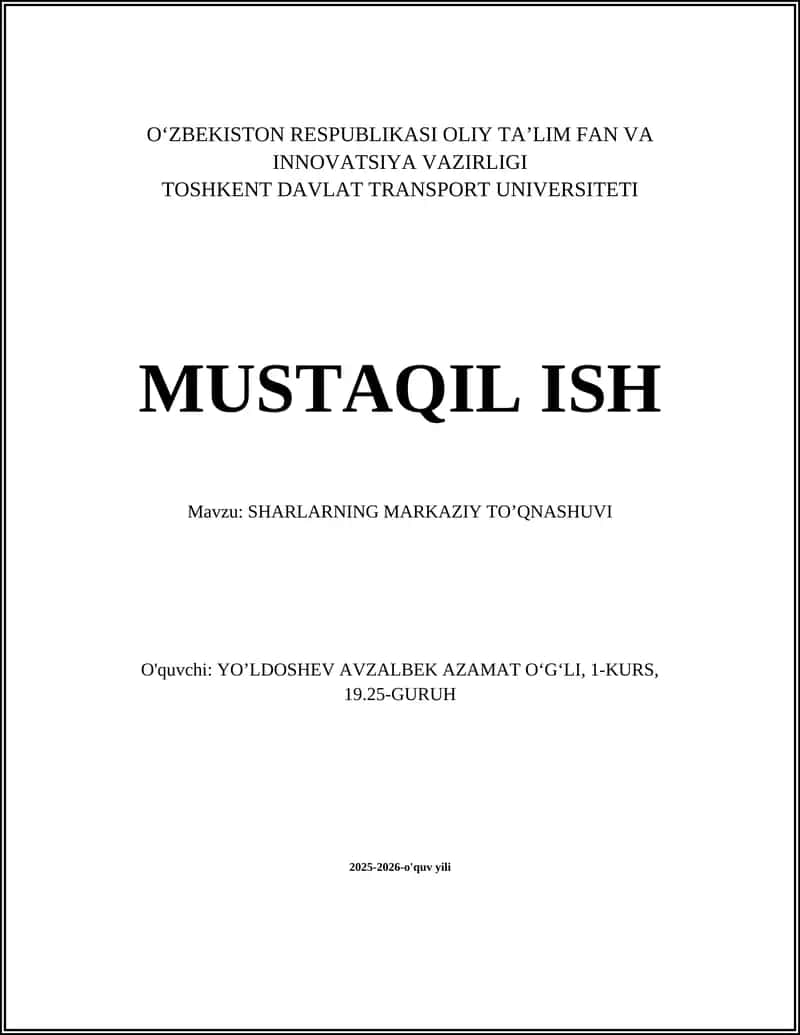 SHARLARNING MARKAZIY TOʼQNASHUVI