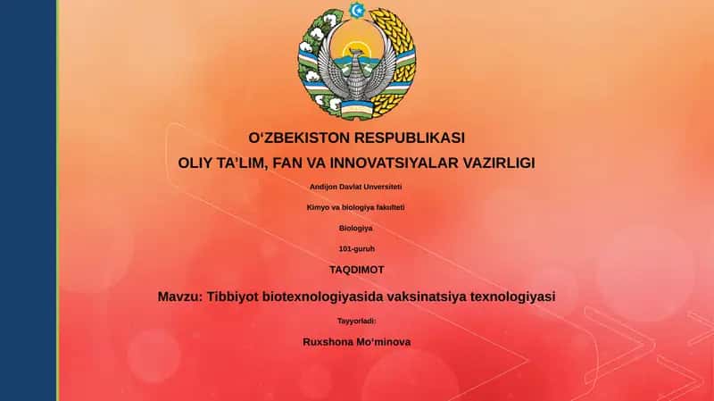 Tibbiyot biotexnologiyasida vaksinatsiya texnologiyasi