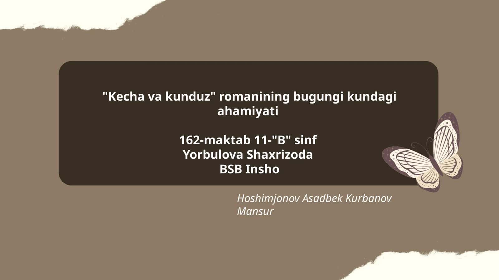 Kecha va kunduz romanining bugungi kundagi ahamiyati