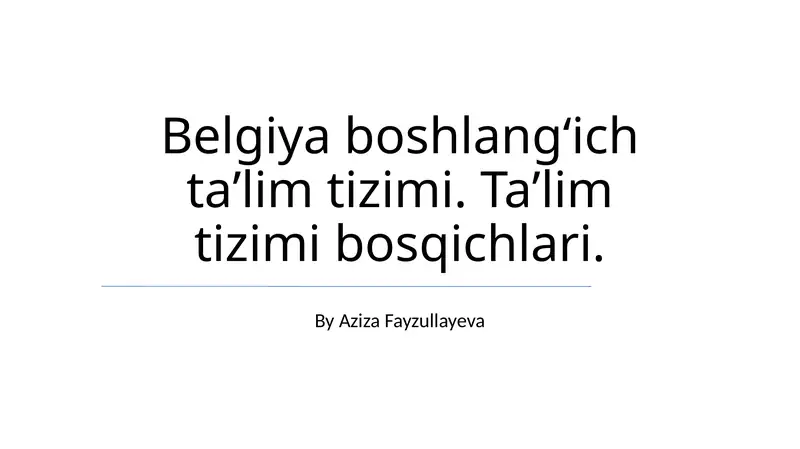 Belgiya boshlangʻich taʼlim tizimi