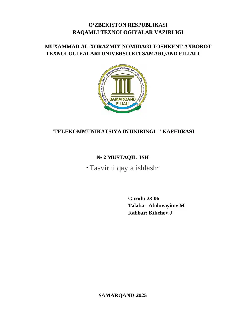 Tasvirlarni qayta ishlash