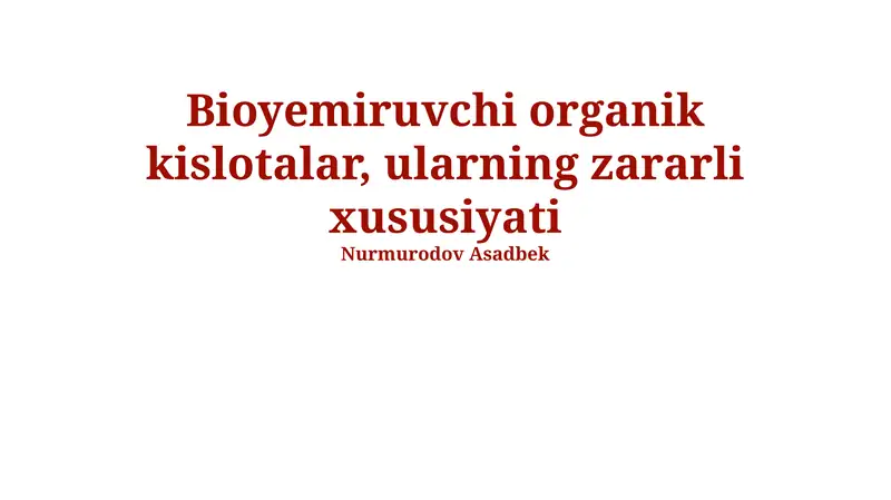 Oksalat kislotasi va uning xossalari