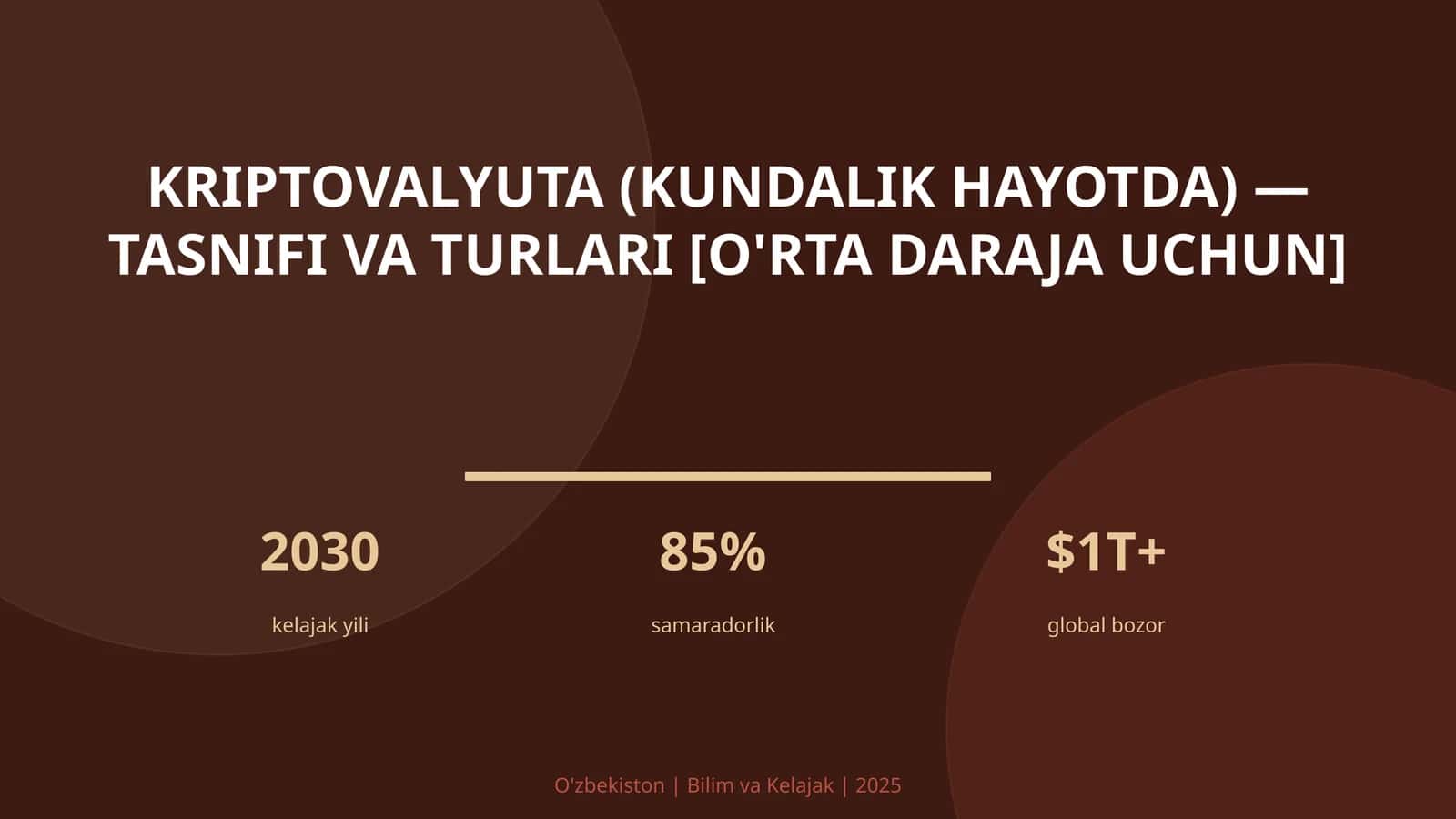 Kriptovalyuta (kundalik hayotda) — tasnifi va turlari [o'rta daraja uchun]