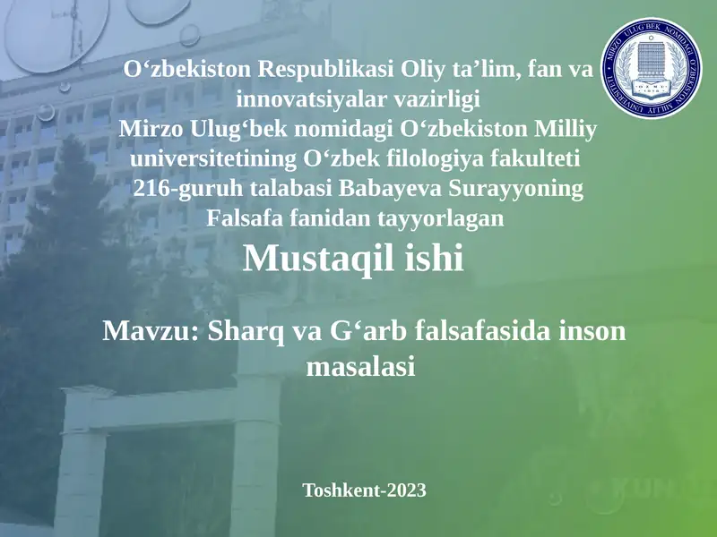 Sharq va G'arb falsafasida inson masalasi
