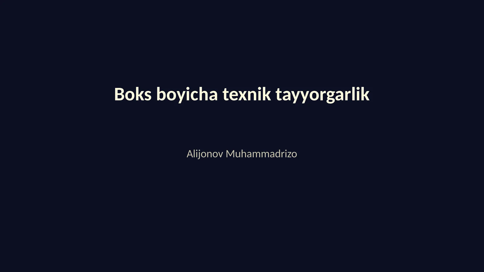 Boks boyicha texnik tayyorgarlik