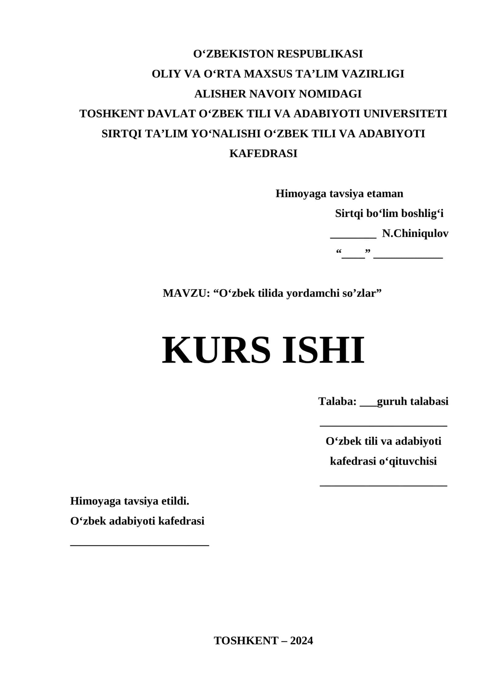 O'zbek tilida yordamchi so'zlar