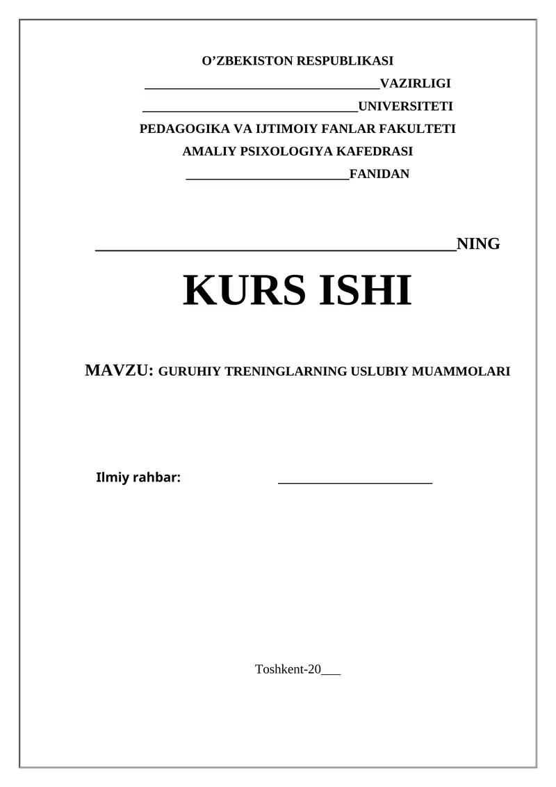 GURUHIY TRENINGLARNING USLUBIY MUAMMOLARI