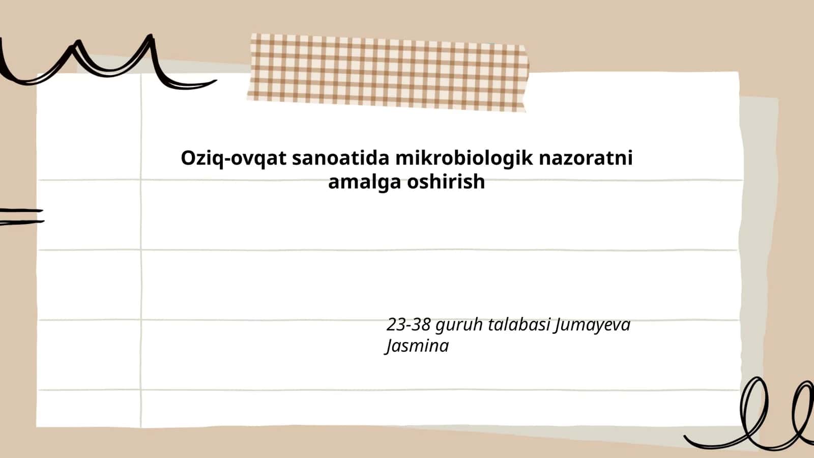 Oziq-ovqat sanoatida mikrobiologik nazoratni amalga oshirish