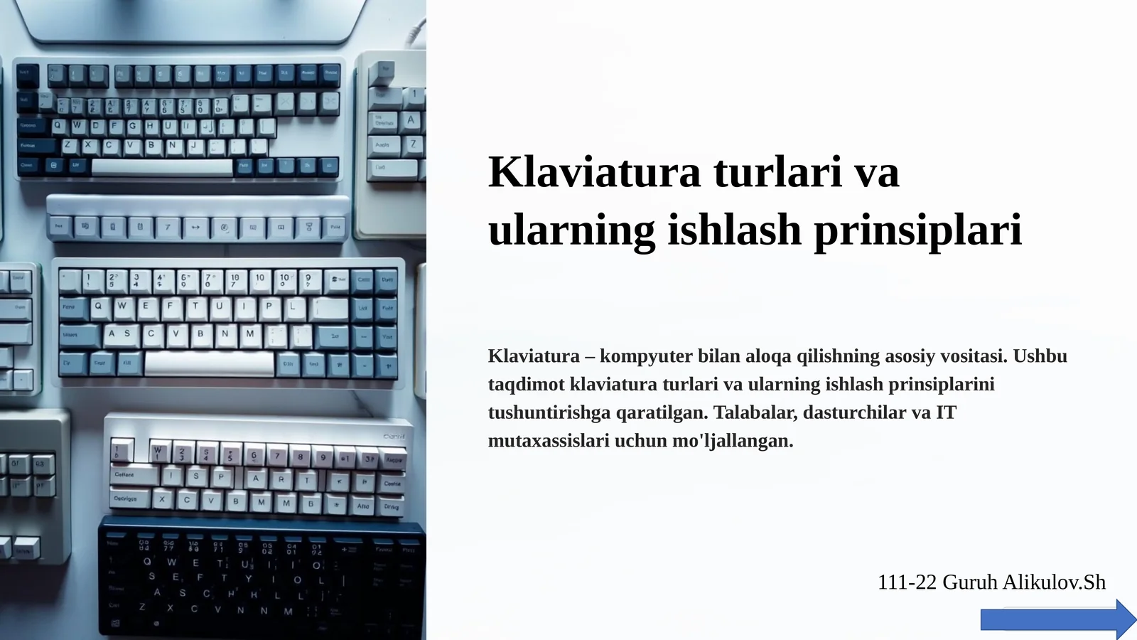 Klaviatura turlari va ularning ishlash prinsiplari