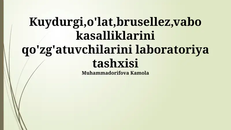 Vabo, Brusellyoz va Vaxaning qoʻzgʻatuvchilarini laboratoriya diagnostikasi