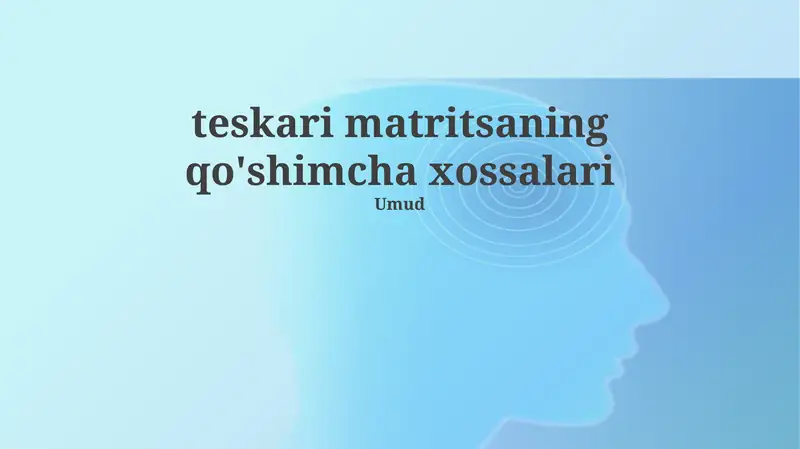 Teskari matritsaning qo'shimcha xossalari