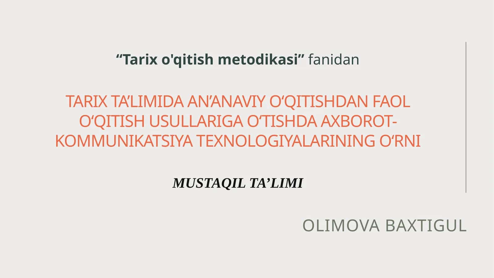 Tarix o'qitish metodikasi
