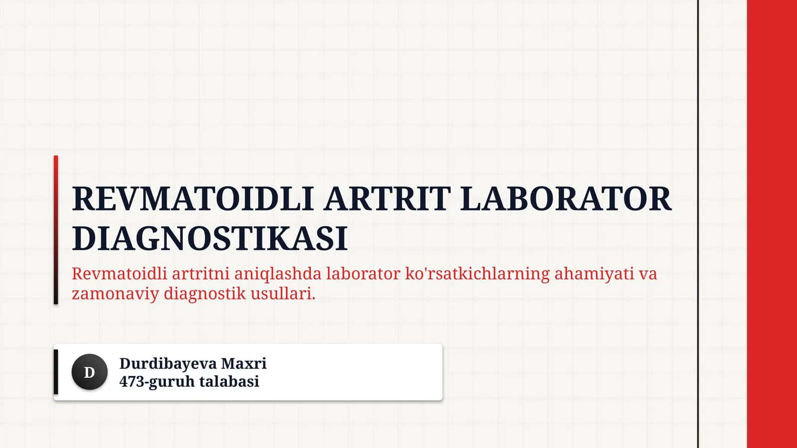 Revmatoidli artrit laborator diagnostikasi