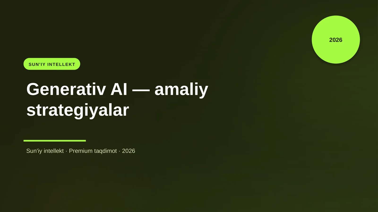 Generativ AI — amaliy strategiyalar
