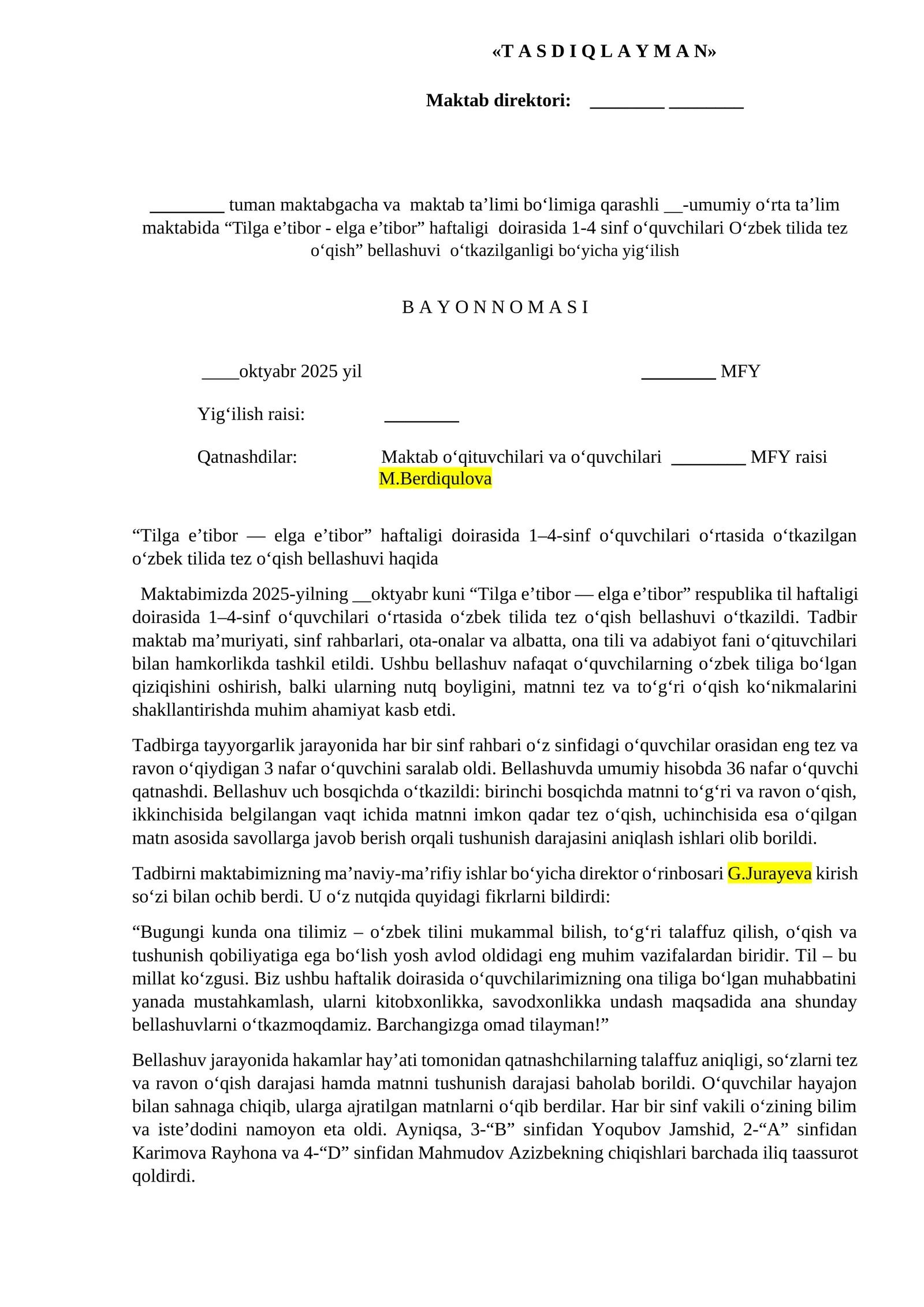 Tilga e’tibor - elga e’tibor