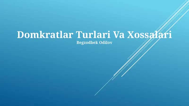 Domkratlar Turlari Va Xossalari