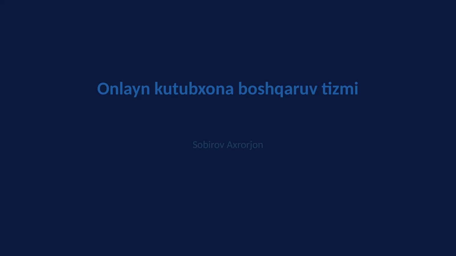 Onlayn kutubxona boshqaruv tizmi