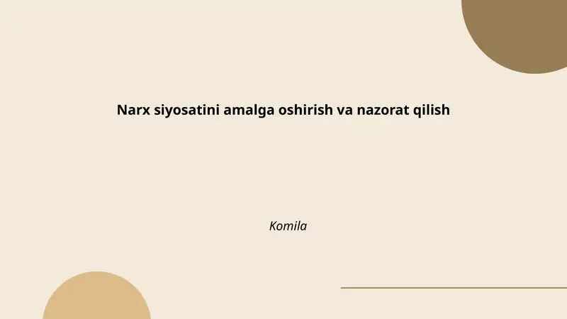 Narx siyosatini amalga oshirish va nazorat qilish