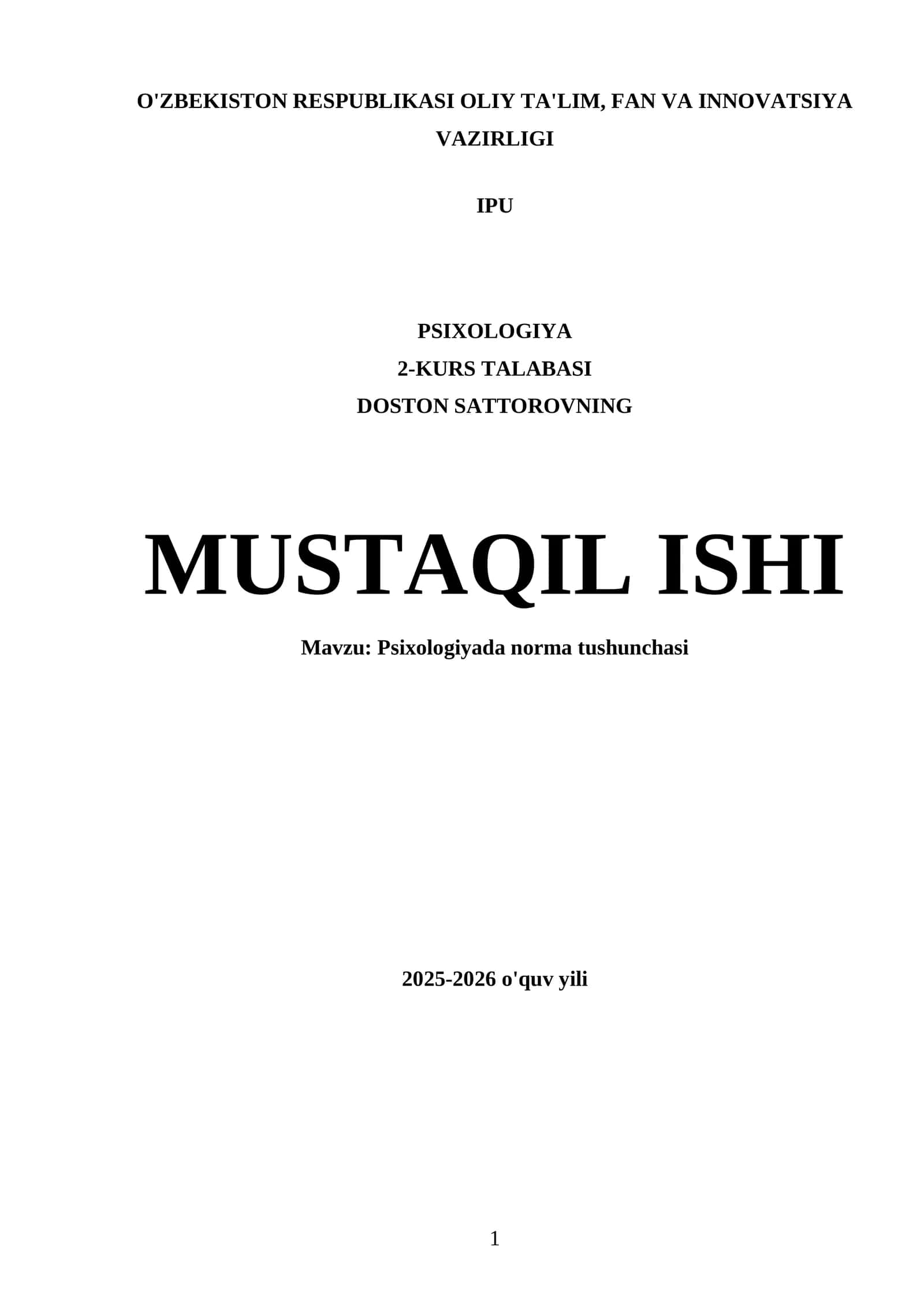 Psixologiyada norma tushunchasi