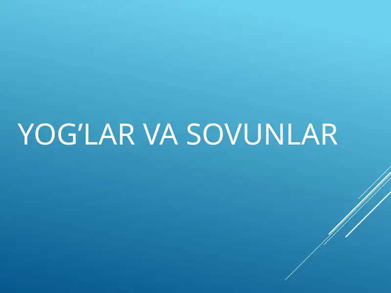Yog’lar va Sovunlar