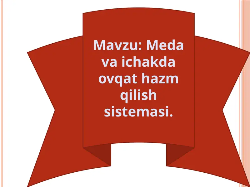 Meda va ichakda ovqat hazm qilish sistemasi